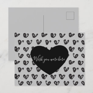 Grått Black Hearts Vykort