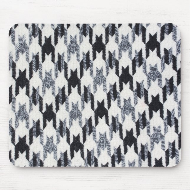 Grått & Black Houndstooth Modern Fabric Struktur Musmatta (Framsidan)