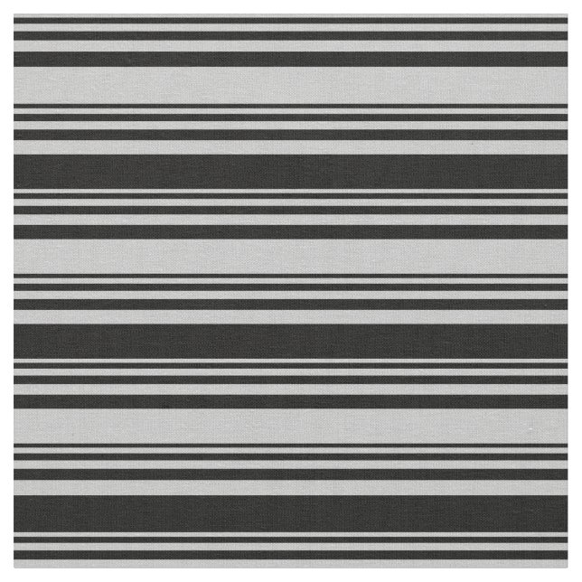 Grått & Black Linjer Mönster Tyg (Närbild)