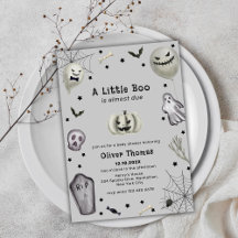Grått Black Little Boo Ghost Halloween Baby Shower