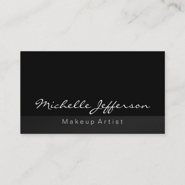 Grått Black Makeup Artist Calligraphy Affärskort Visitkort (Framsida)