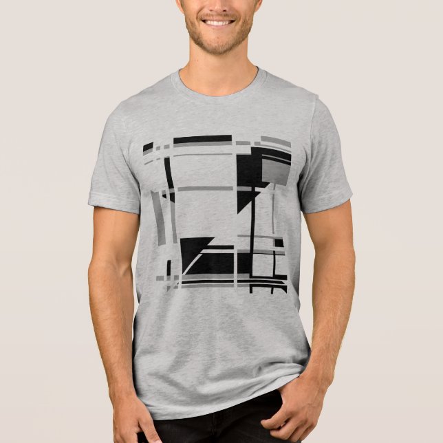 Grått Black MCM-inspirerad Abstrakt Labyrinth Desi T Shirt (Framsida)
