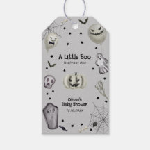 Grått Black Modern Little Boo Ghost Baby Shower
