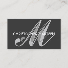 Grått Black Monogram-affärskort Visitkort