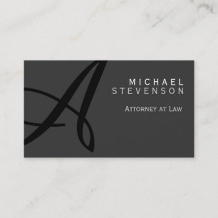 Grått Black Monogram Attorney Lawyer Affärskort Visitkort