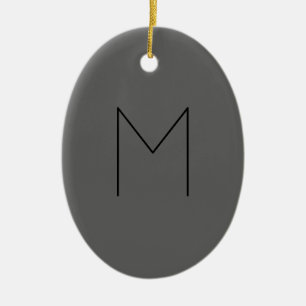 Grått Black Monogram Modern Initialer Julgransprydnad Keramik