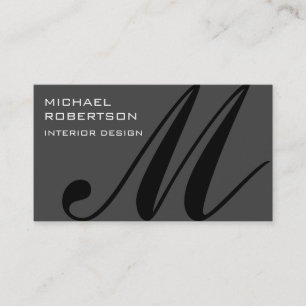 Grått Black Monogram, standardAffärskort Visitkort