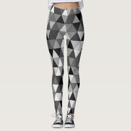 Grått & Black Neutralt Färg Trendig Triangle Mönst Leggings