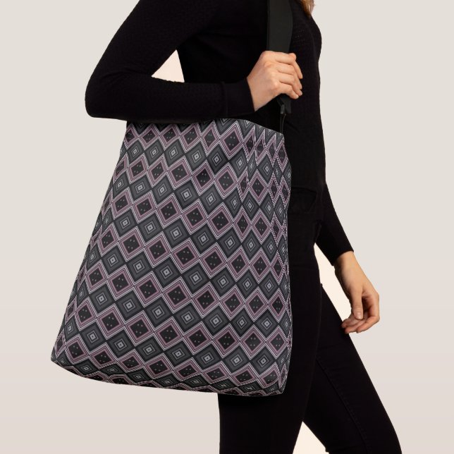 Grått Black och Raspberry Patterned Bag Axelväska (Närbild)