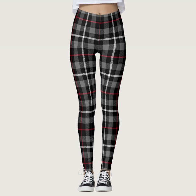 Grått Black och Red Tartan Play Leggings (Framsida)