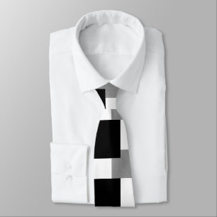 Grått Black och White Geometric Block Mönster Slips