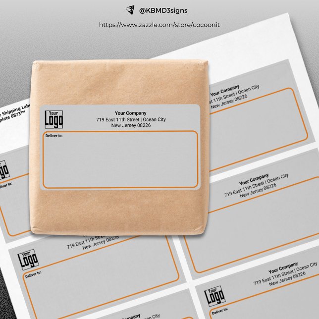 Grått Black Orange Anpassningsbar Logotyp Business Fraktsedel (Gray Black Orange Custom Logo Business Address Label)