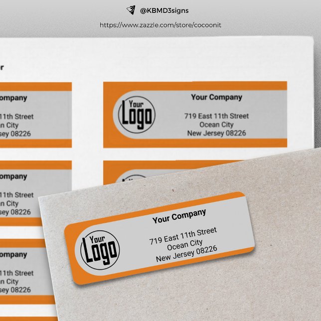Grått Black Orange Din Logotyp Company Returadress Etikett (Gray Black Orange Your Logo Company Return Address Label)
