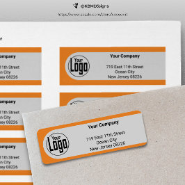 Grått Black Orange Din Logotyp Company Returadress Returadress Etikett