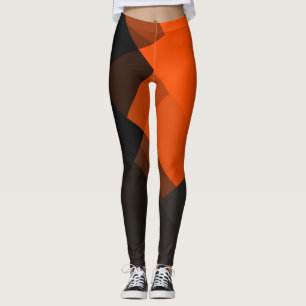 Grått Black Orange Modern geometrisk Mönster Leggings
