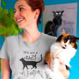 Grått Black Personlig Crazy Cat-familjen T Shirt