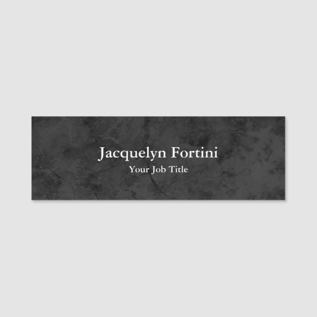 Grått Black Plain Elegant Modern minimalist Namnbricka (Framsida)