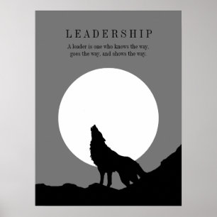 Grått Black Pop Art Ledarskap Varg Howling Poster