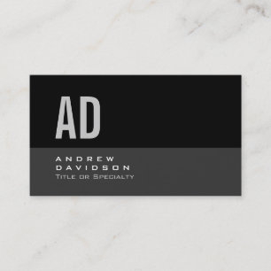 Grått Black Rand Monogram Snyggt Affärskort Visitkort