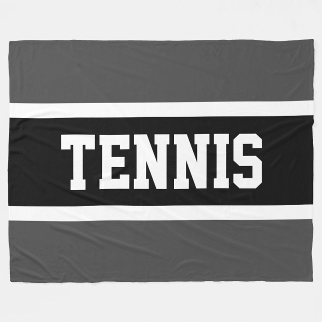 Grått Black Rand TENNIS-text med distinktiv Mörk Fleecefilt (Framsidan (Horisontell))