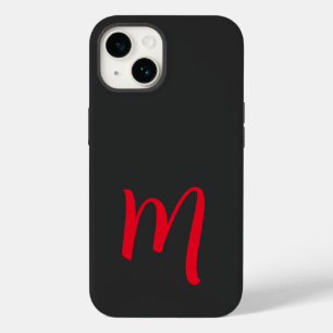 Grått Black Red Monogrammed Classic Handwrite
