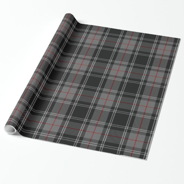 Grått Black Red Tartan Play Presentpapper (Utrullad)