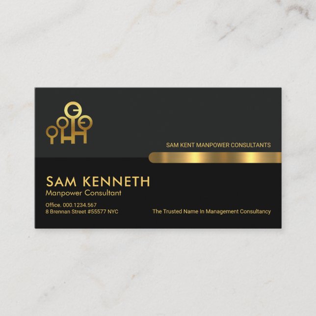 Grått Black Retro Columns Manpower Consultant Visitkort (Framsida)
