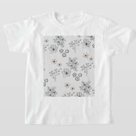 Grått Black Retro Y2K Hippie Flower Mönster T Shirt