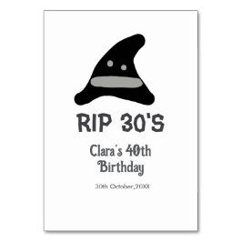 Grått Black RIP 30:s 40-årsdag häxhatt Bordsnummer