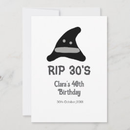 Grått Black RIP 30:s 40-årsdag häxhatt Inbjudningar