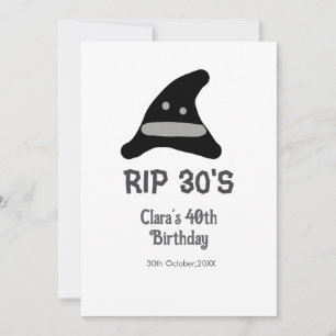 Grått Black RIP 30:s 40-årsdag häxhatt Inbjudningar