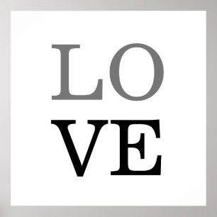 Grått Black Script Kärlek Bröllop Poster