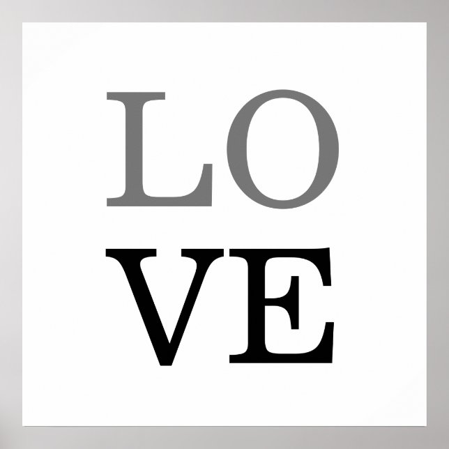 Grått Black Script Kärlek Bröllop Poster (Framsidan)