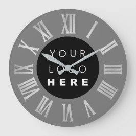 Grått Black Silver Grått  Roman Numbers Logotyp Stor Klocka