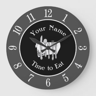 Grått Black Silverware Anpassningsbar Clock med nu Stor Klocka