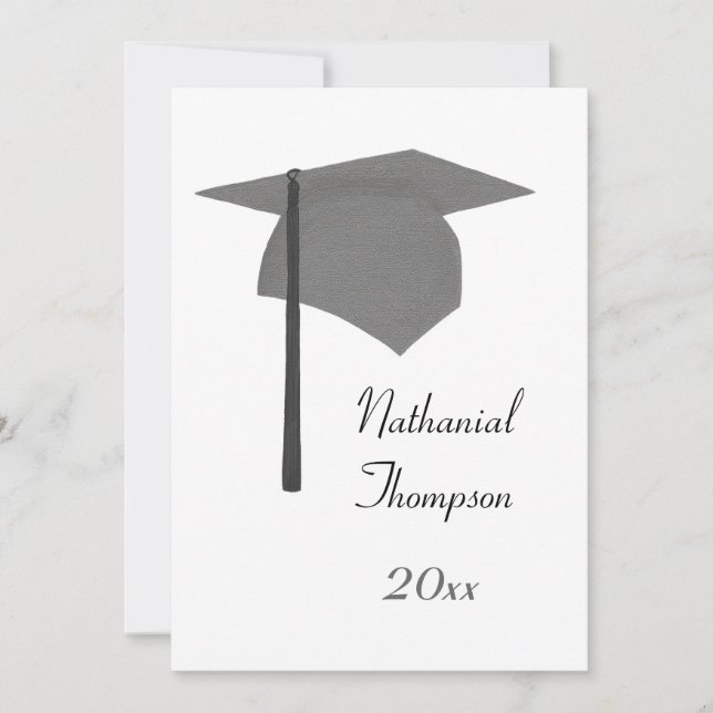 Grått Black Studentmössa- och Tassel-inbjudningar Inbjudningar (Framsida)