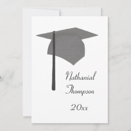 Grått Black Studentmössa- och Tassel-inbjudningar Inbjudningar