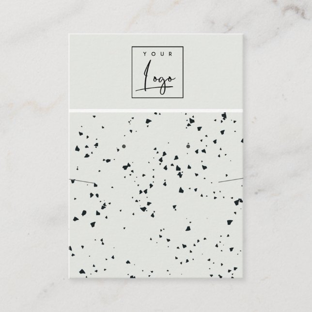 Grått Black Terrazzo Struktur Earring Necklace Log Visitkort (Framsida)