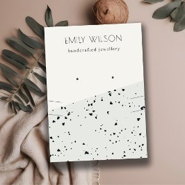 Grått Black Terrazzo Struktur Stud Earring Necklac Visitkort