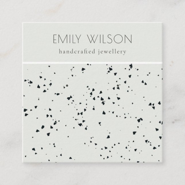 Grått Black Terrazzo Struktur Stud Earring Visning Fyrkantigt Visitkort (Framsida)