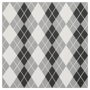 Grått Black White Argyle Diamant Design Tyg