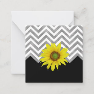 Grått Black White Chevron Färg Block w/ Solros Anteckningskort