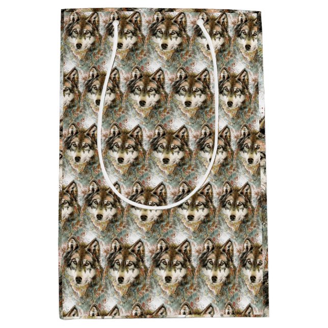 Grått Black White Färg, vattenfärgad Varg  White (Framsidan)