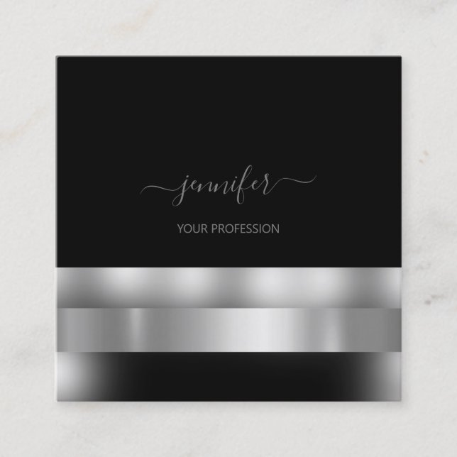 Grått Black White Makeup Artist Influencer Silver Fyrkantigt Visitkort (Framsida)