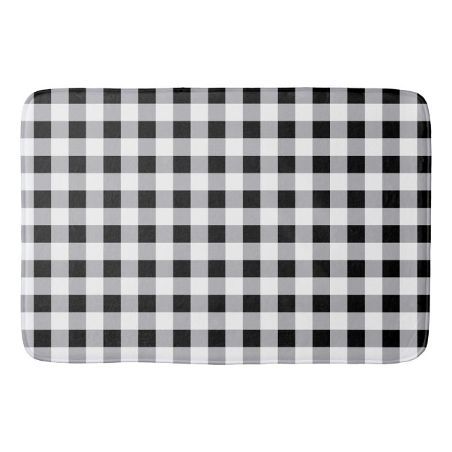Grått Black White Play Check Mönster Badrumsmatta (Framsidan)