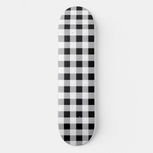 Grått Black White Play Check Mönster Mini Skateboard Bräda 18,5 Cm