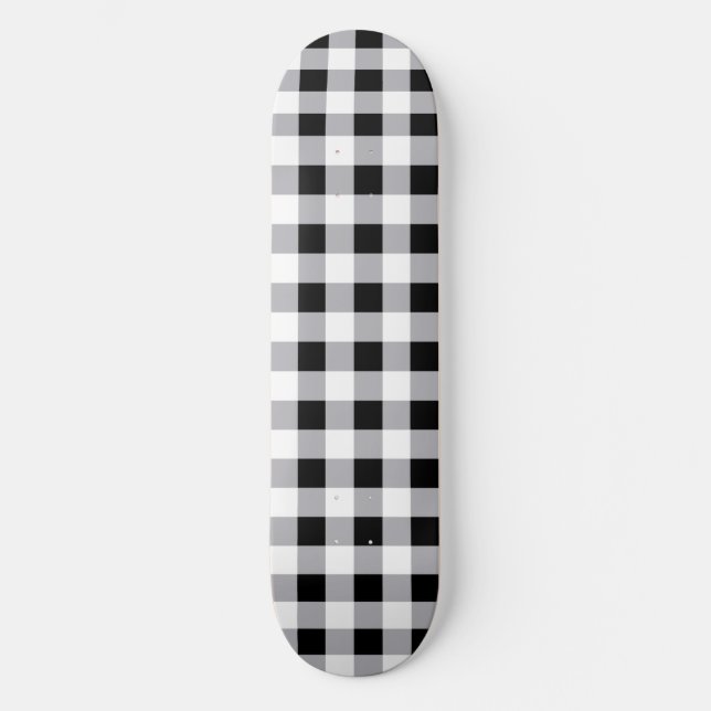 Grått Black White Play Check Mönster Mini Skateboard Bräda 18,5 Cm (Framsida)