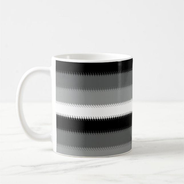 Grått Black White Rand Design Kaffemugg (Vänster)