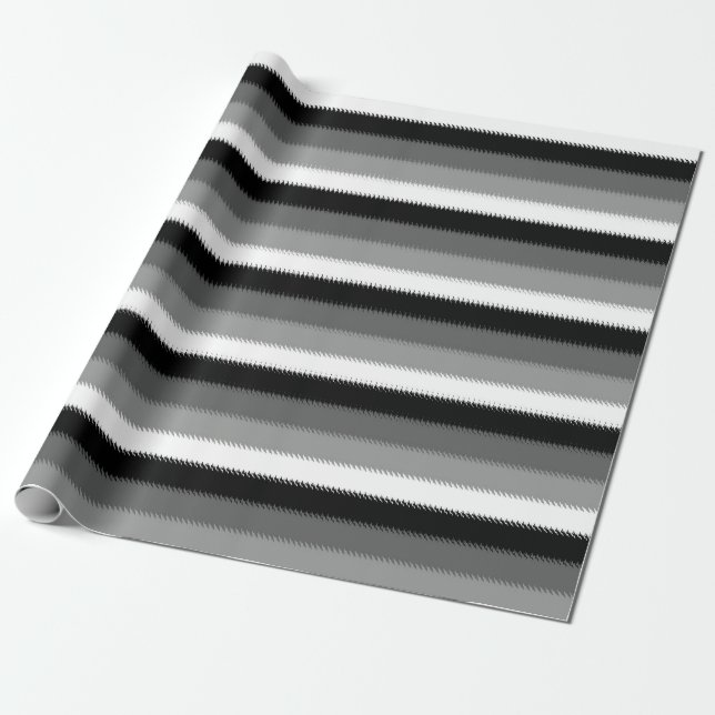 Grått Black White Rand Design Presentpapper (Utrullad)