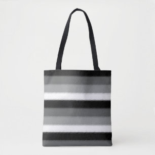 Grått Black White Rand Design Tygkasse